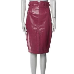 Fleur du Mal Skirt Womens Sz 2 100% Lamb Leather Maxi Pink Work Designer Luxury